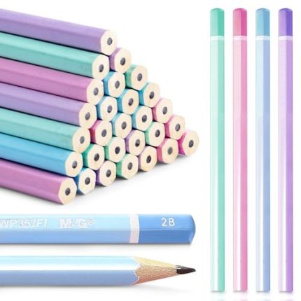 M&G 30 Pcs Hexagon Colored Pencils for Kids. Multicolor 2B Unsharpened Pencils Graphite Wood Pencils with smooth writing for School. Office Supplies. Painting. Sketching. Weddings. Party